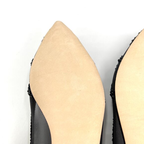 Badgley Mischka BHLDN Size 8 Gigi Pointed Toe Jeweled Black Ballet Flats Shoes - Picture 10 of 13
